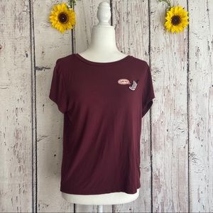 AMERICAN EAGLE burgundy patch ironed shirt size L
